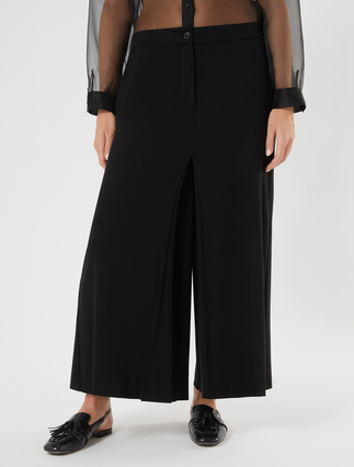 Wide-fit jersey trousers - BLACK