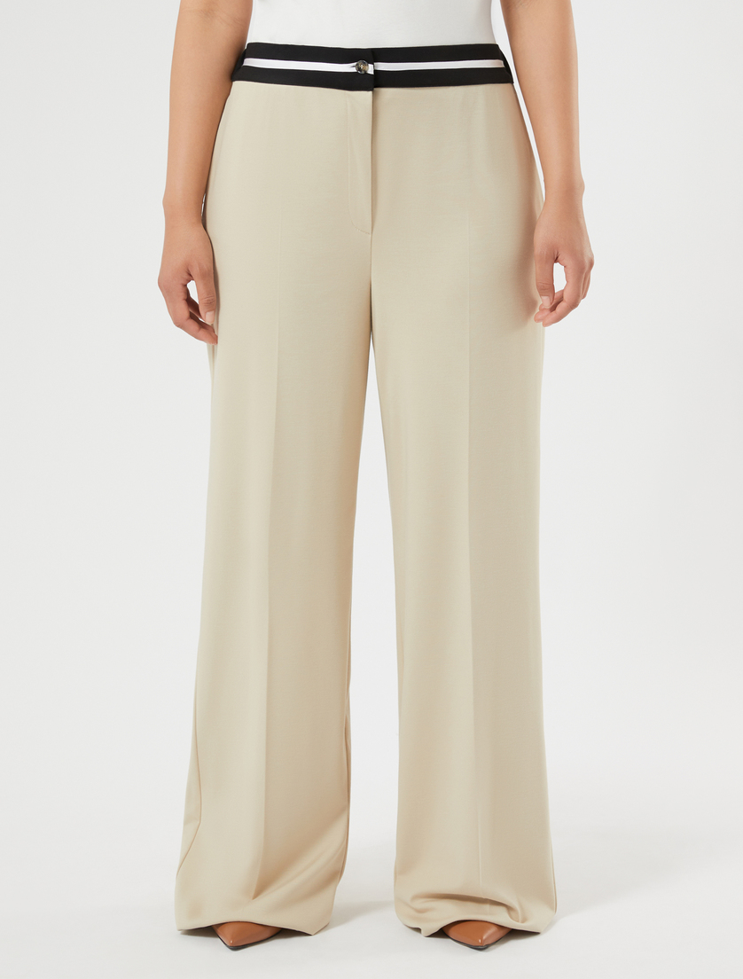 Wide-fit jersey trousers - BEIGE - Marina Rinaldi - 3