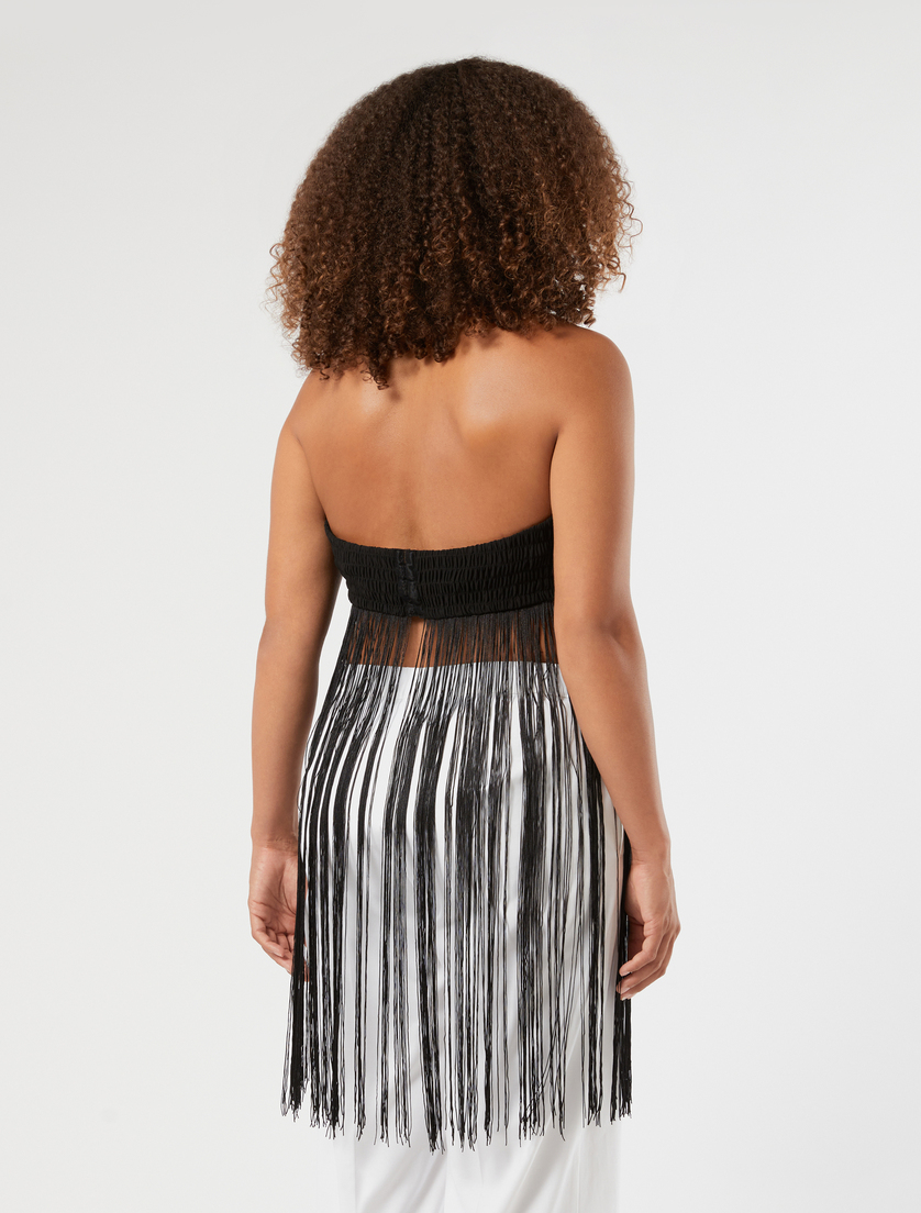 Fringed interlock jersey top - BLACK - Marina Rinaldi - 3