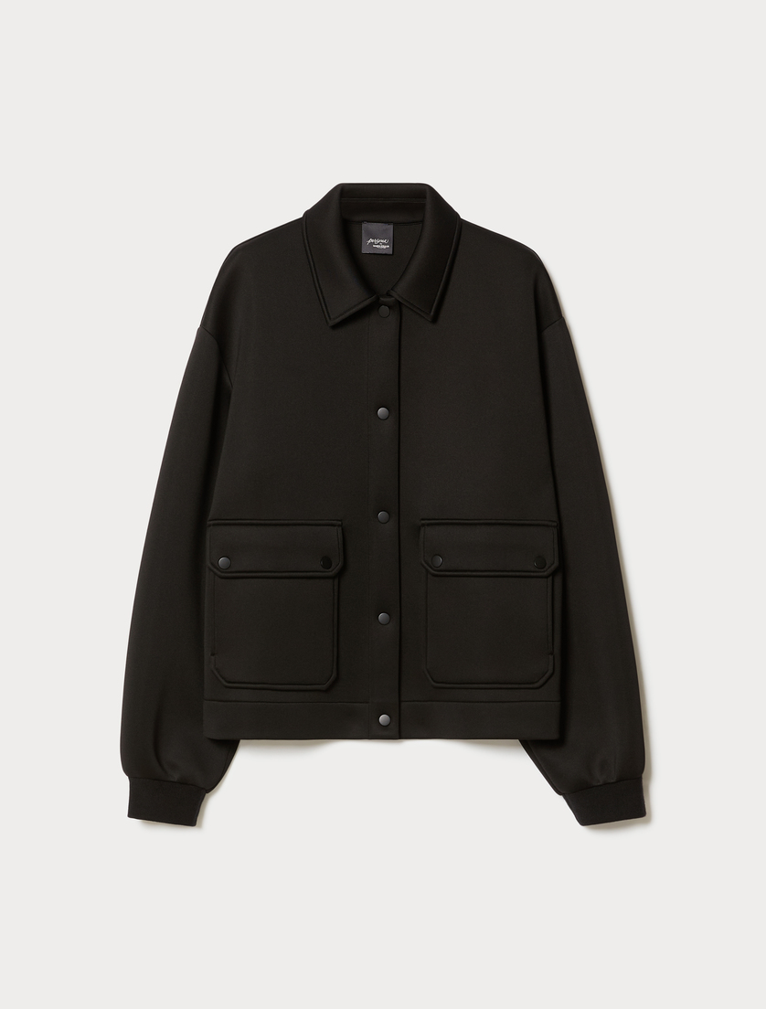 Scuba jersey pea coat - BLACK - Marina Rinaldi