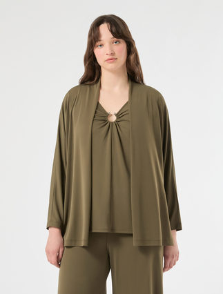 Interlock jersey cardigan - KAKI