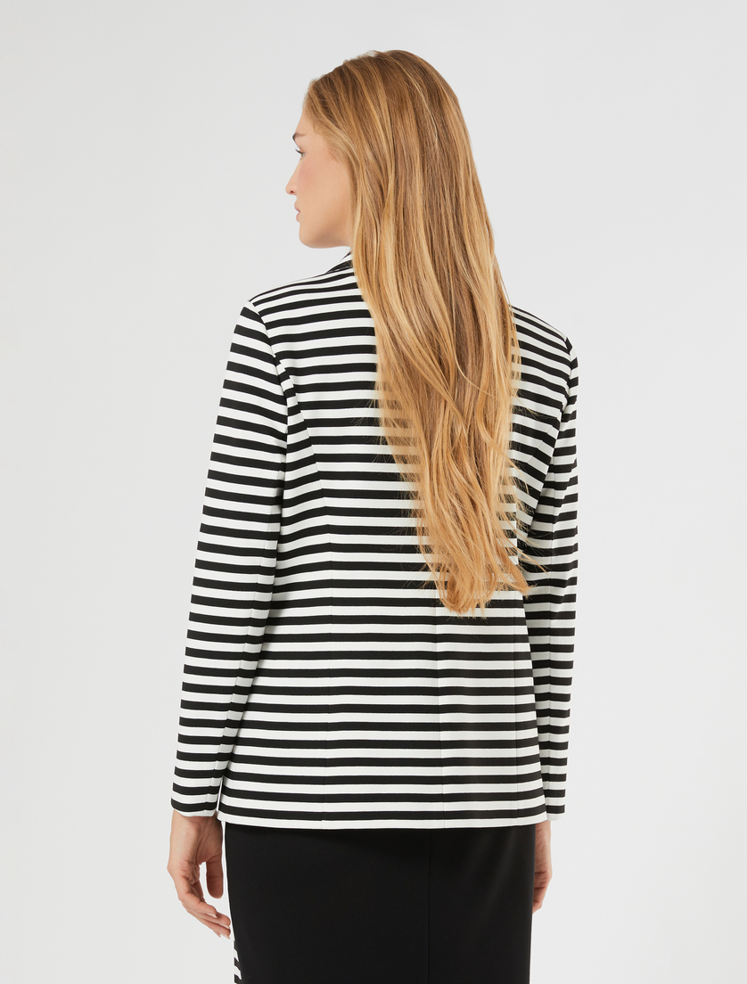Striped jersey blazer jacket - WHITE BLACK - Marina Rinaldi - 4