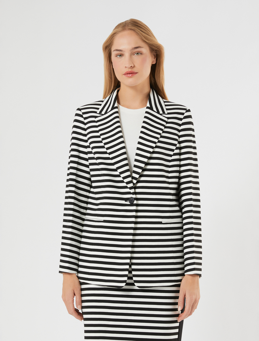 Striped jersey blazer jacket - WHITE BLACK - Marina Rinaldi - 3