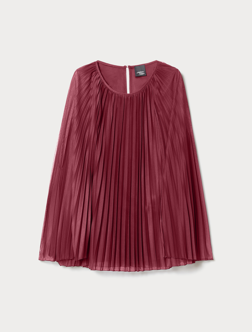 Pleated jersey blouse - DARK PINK - Marina Rinaldi