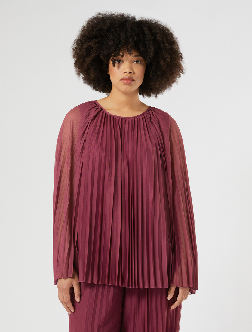 Pleated jersey blouse - DARK PINK - Marina Rinaldi - 3