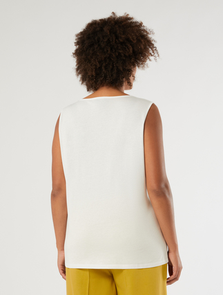 Cotton jersey vest top - WHITE - Marina Rinaldi - 4