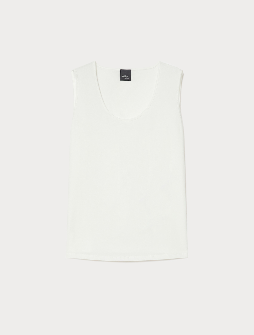 Débardeur en jersey de coton - BLANC - Marina Rinaldi