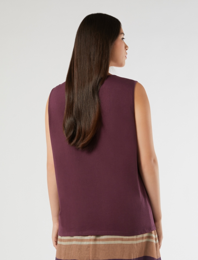 Cotton jersey vest top - PLUM - Marina Rinaldi - 4