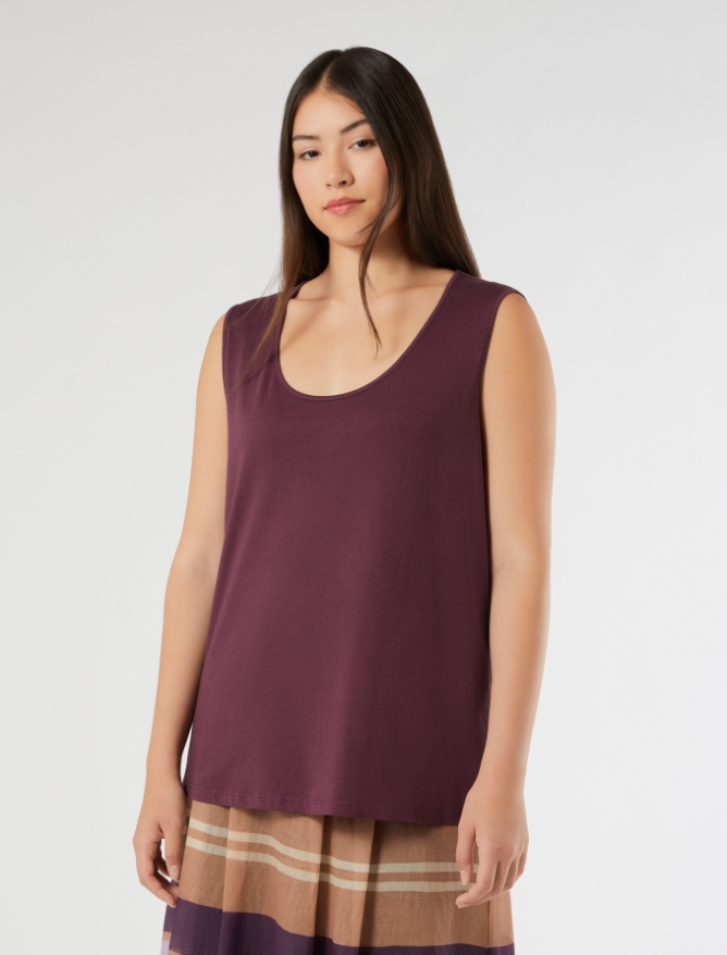 Cotton jersey vest top - PLUM - Marina Rinaldi - 3
