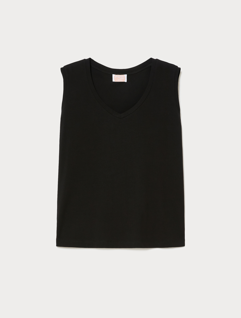 Cotton jersey top - BLACK - Marina Rinaldi