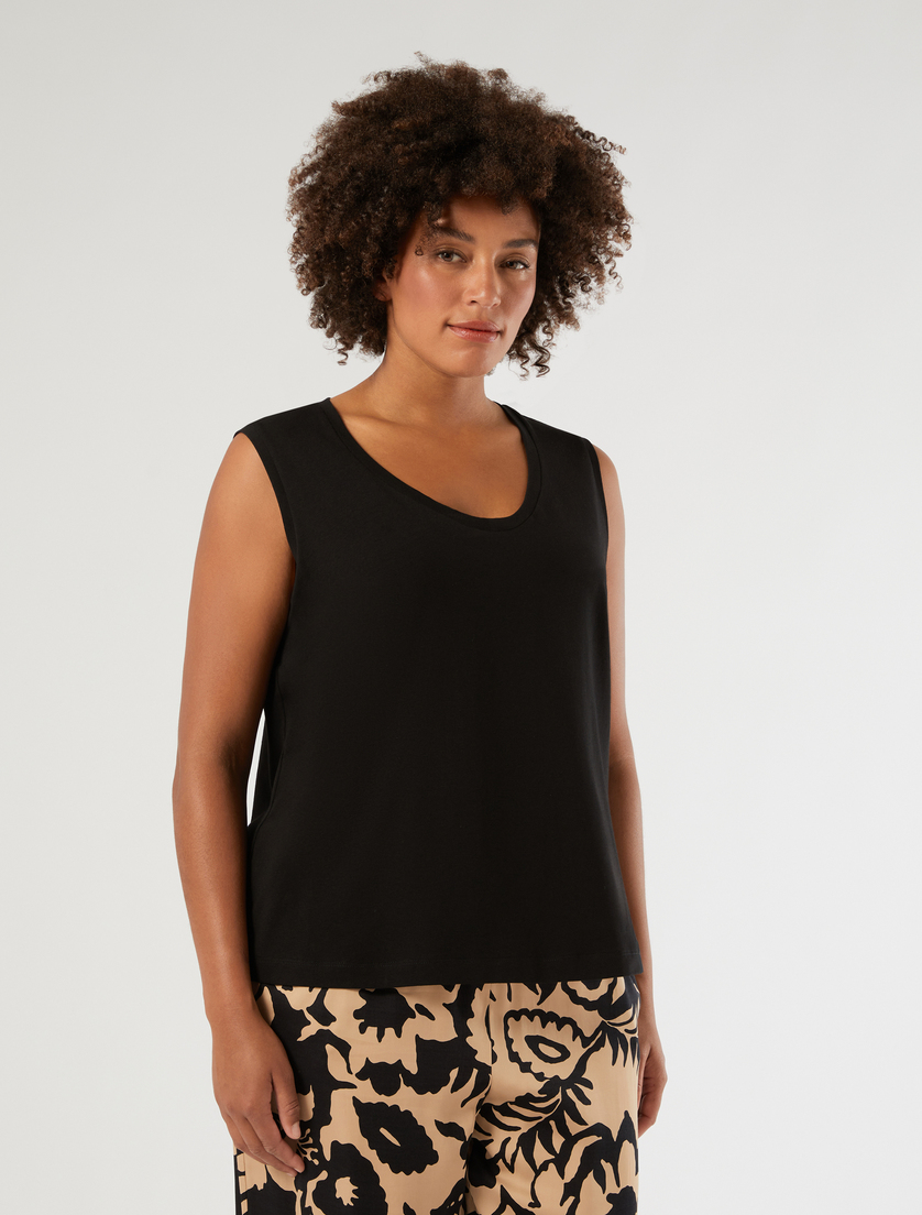 Cotton jersey top - BLACK - Marina Rinaldi - 3