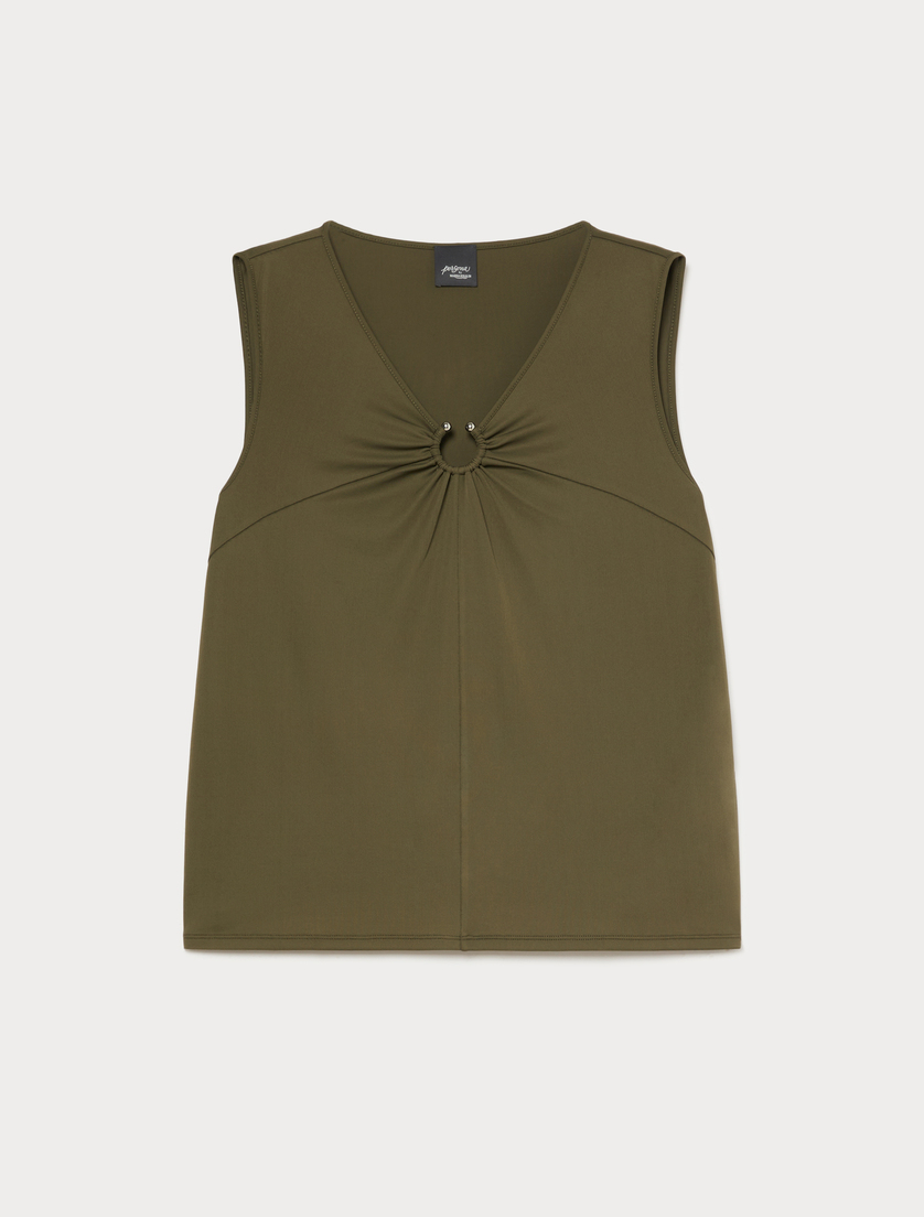 Crepe interlock jersey vest top - KAKI - Marina Rinaldi
