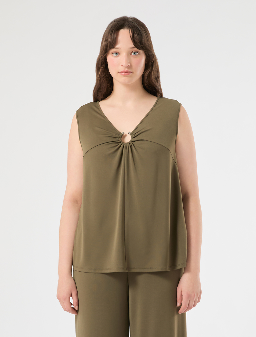 Crepe interlock jersey vest top - KAKI - Marina Rinaldi - 3