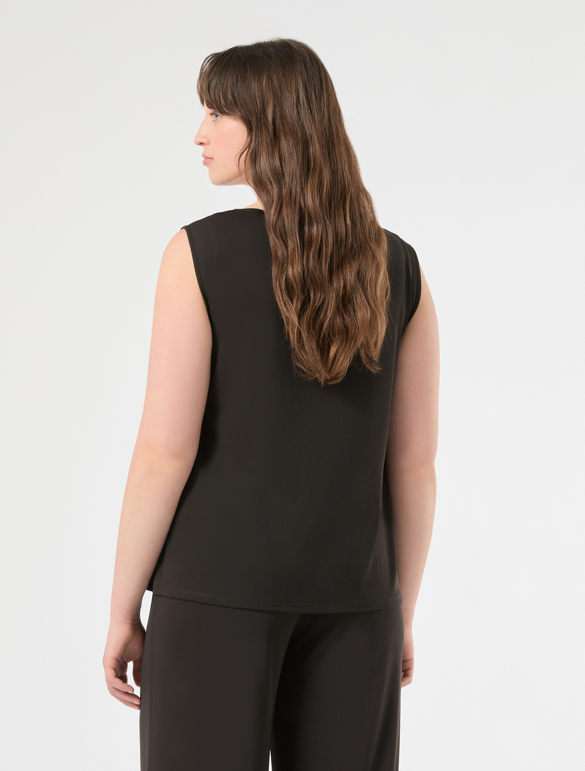 Top na ramiączkach z jerseyu interlock - CZARNY - Marina Rinaldi - 4