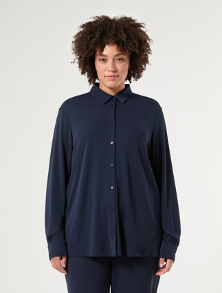 Fluid jersey shirt - MIDNIGHTBLUE - Marina Rinaldi - 3