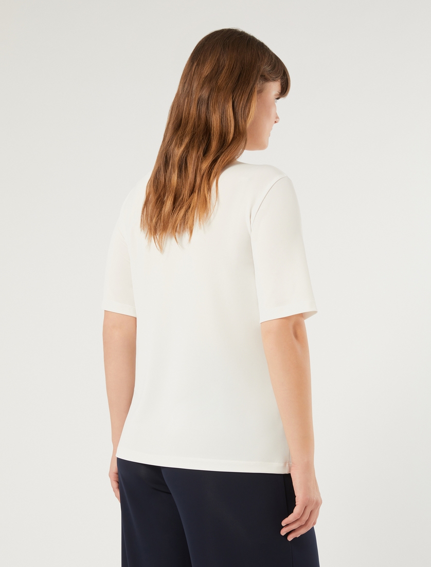 T-shirt in fluid stretch jersey fabric - WHITE - Marina Rinaldi - 4