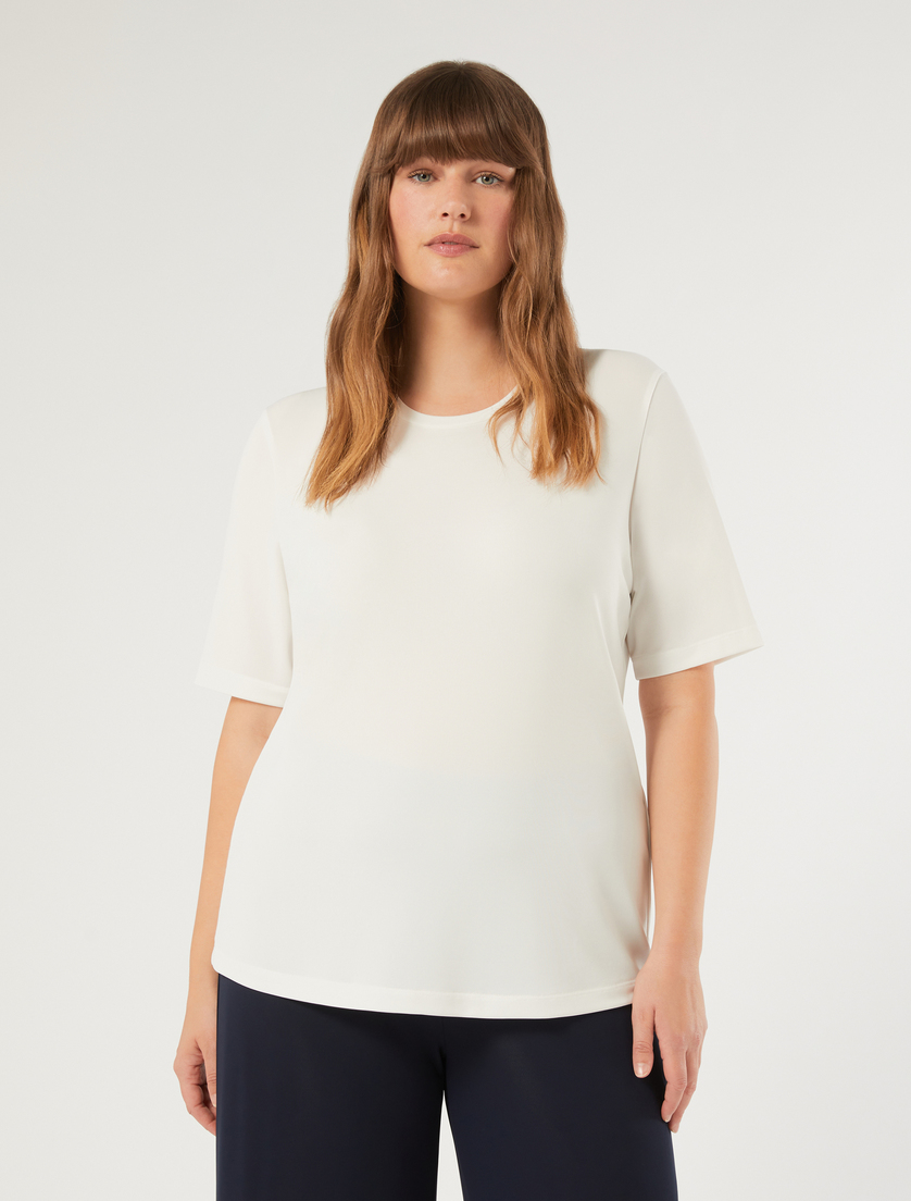 T-shirt in fluid stretch jersey fabric - WHITE - Marina Rinaldi - 3