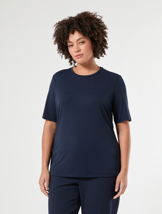 T-shirt in fluid stretch jersey fabric - MIDNIGHTBLUE