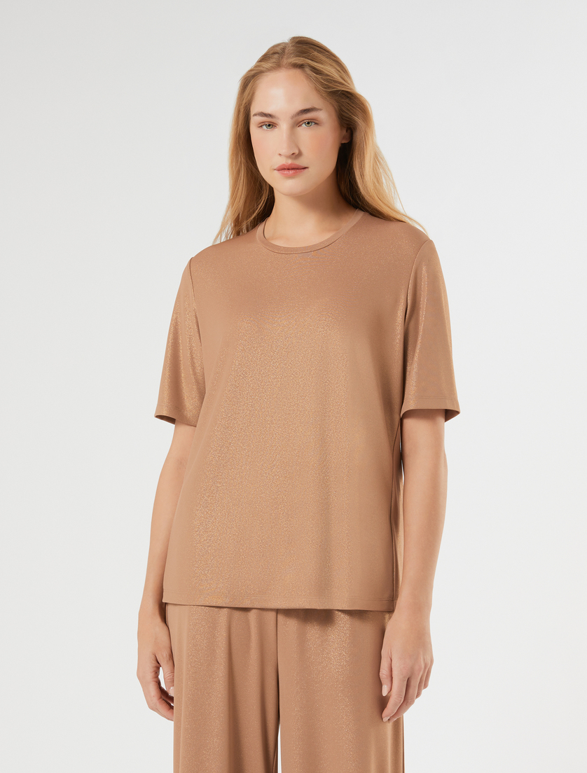 T-shirt in fluid stretch jersey fabric - CARAMEL - Marina Rinaldi - 3
