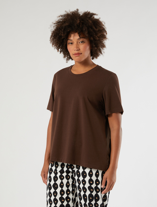 Jersey and poplin T-shirt - COCOA