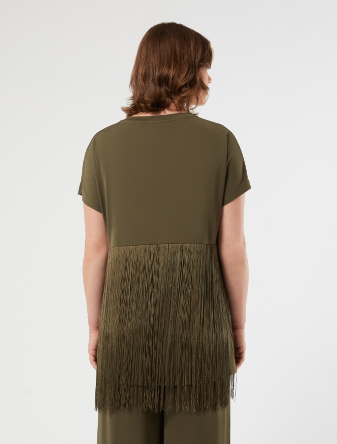 Crepe interlock jersey T-shirt - KAKI - Marina Rinaldi - 4