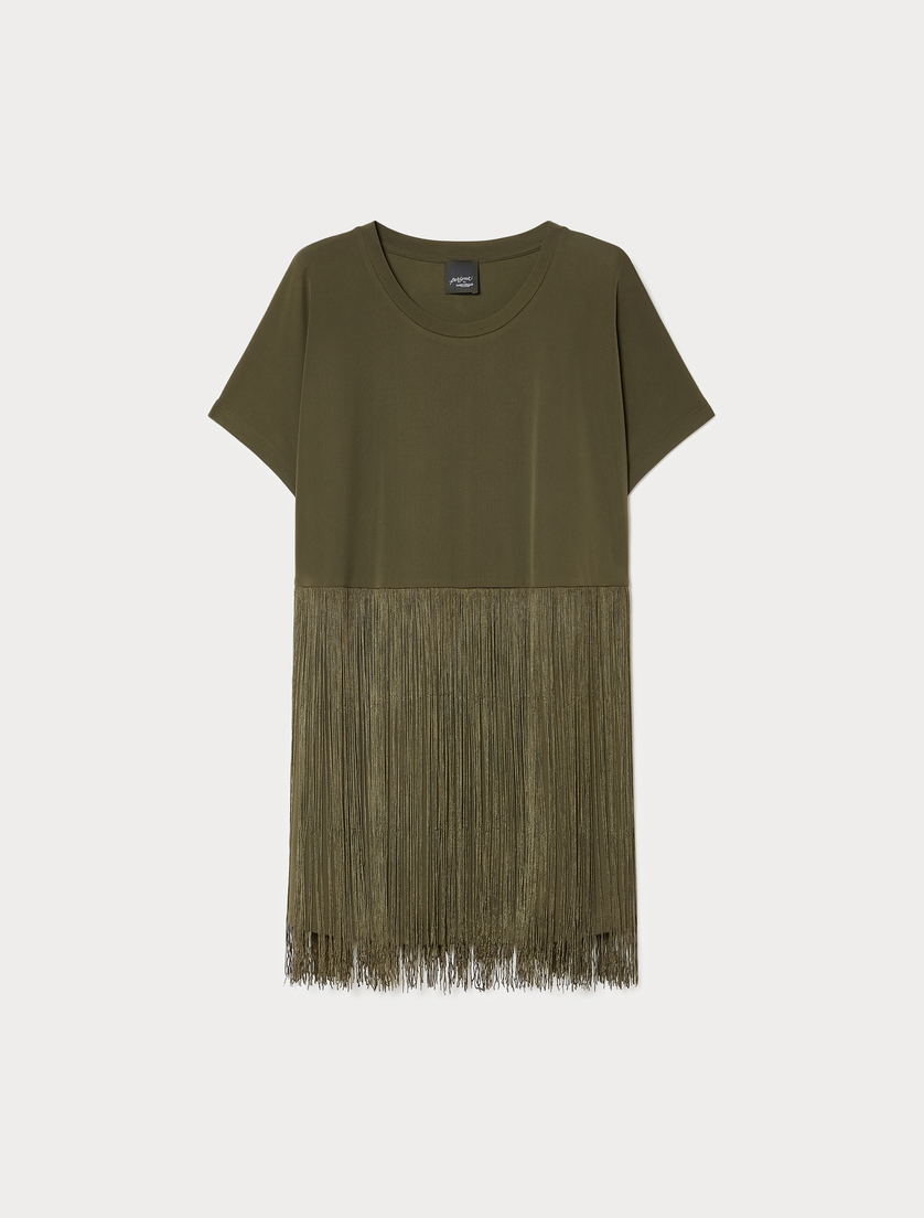 Crepe interlock jersey T-shirt - KAKI - Marina Rinaldi