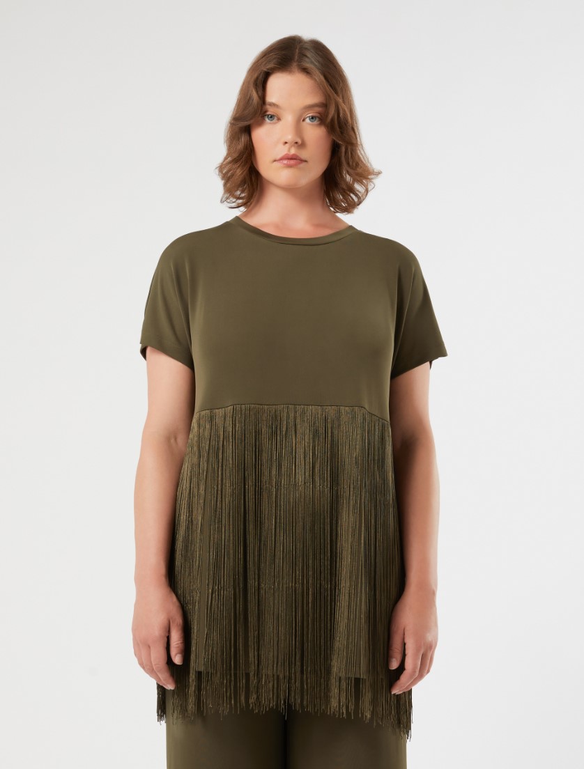 Crepe interlock jersey T-shirt - KAKI - Marina Rinaldi - 3