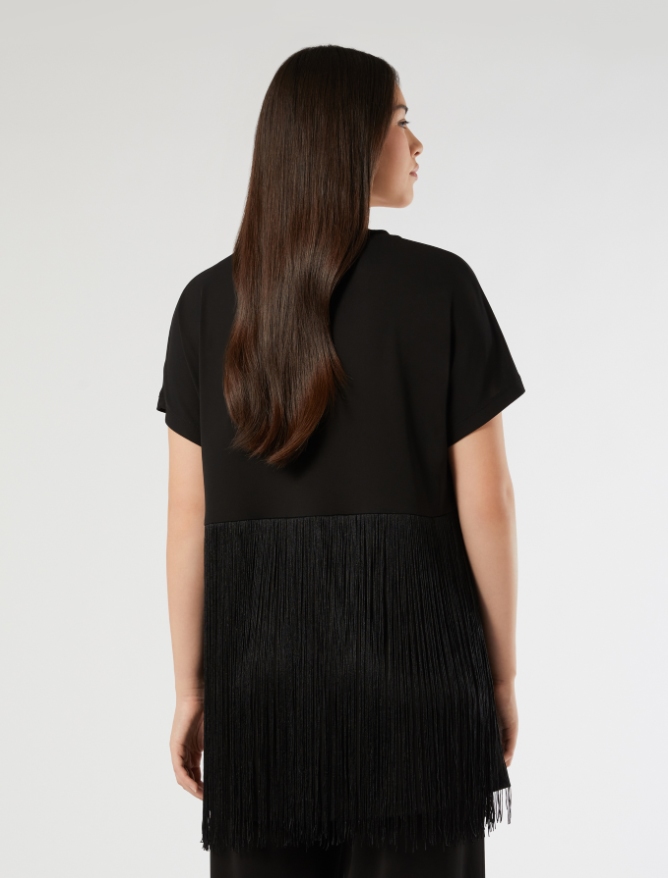 Crepe interlock jersey T-shirt - BLACK - Marina Rinaldi - 4