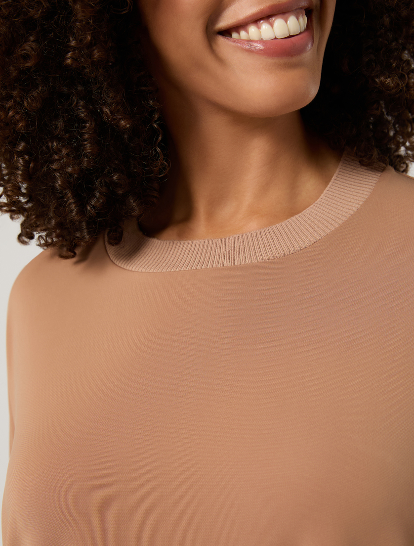 T-shirt in jersey fluido e maglia - CARAMELLO - Marina Rinaldi - 5