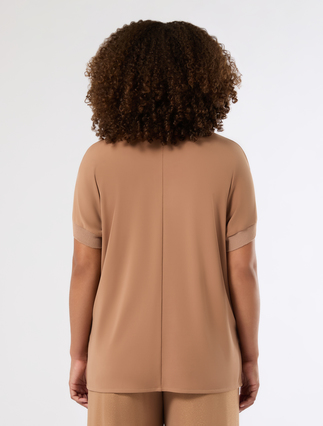 T-shirt in fluid jersey and knit fabric - CARAMEL - Marina Rinaldi - 4