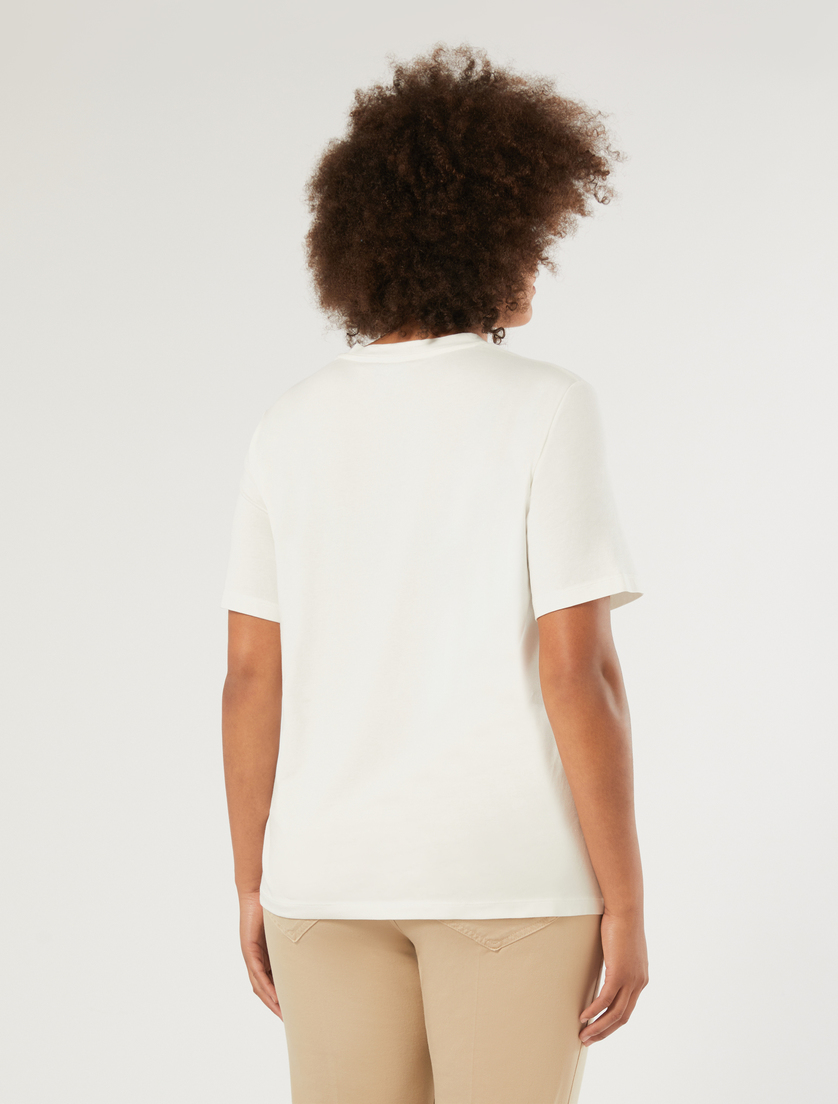 Jersey print T-shirt - WHITE - Marina Rinaldi - 4