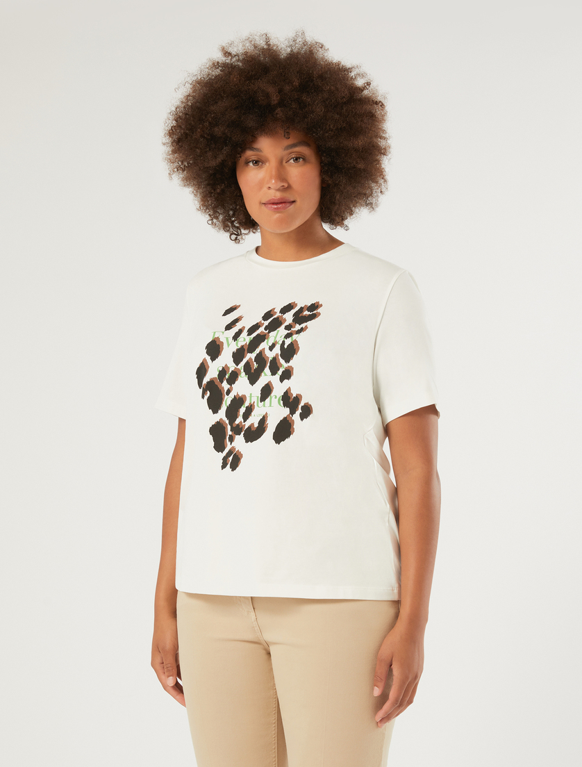 Jersey print T-shirt - WHITE - Marina Rinaldi - 3