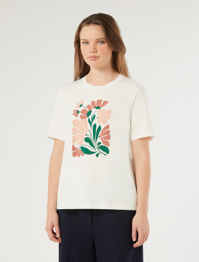 Jersey print T-shirt - WHITE - Marina Rinaldi - 3