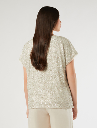 Sequinned mesh T-shirt - SAND - Marina Rinaldi - 4