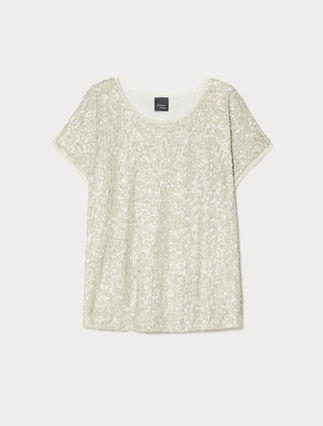 T-shirt in rete con paillettes - Marina Rinaldi