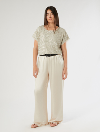 T-shirt in rete con paillettes - Marina Rinaldi