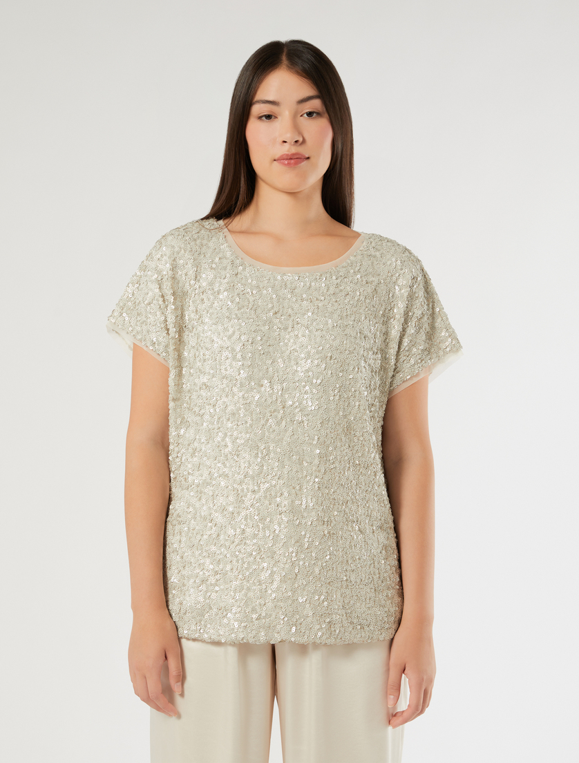 T-shirt in rete con paillettes - SABBIA - Marina Rinaldi - 3