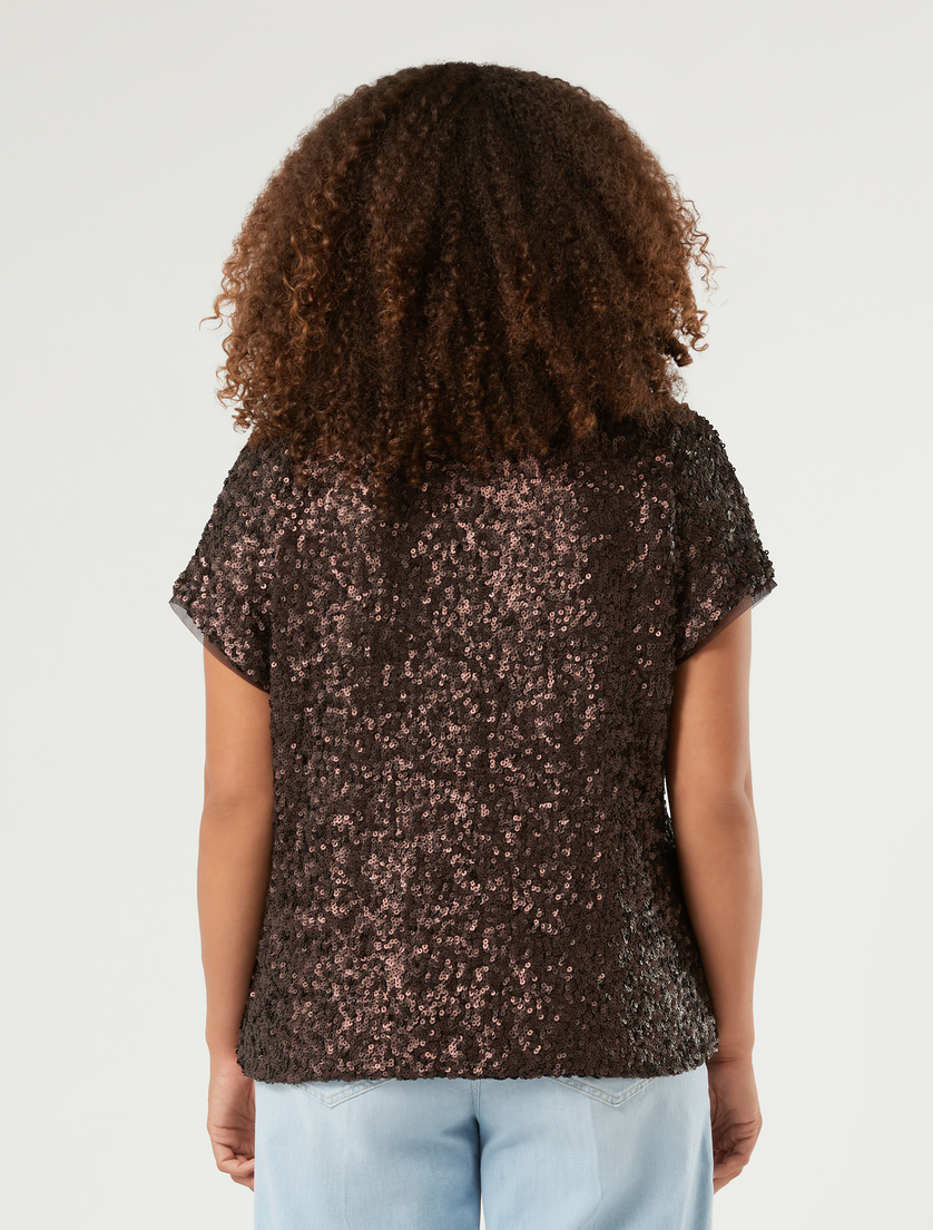 T-shirt in rete con paillettes - CACAO - Marina Rinaldi - 4