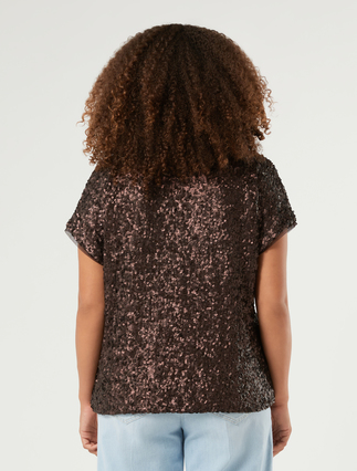 Sequinned mesh T-shirt - COCOA - Marina Rinaldi - 4