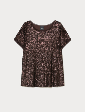 T-shirt in rete con paillettes - Marina Rinaldi