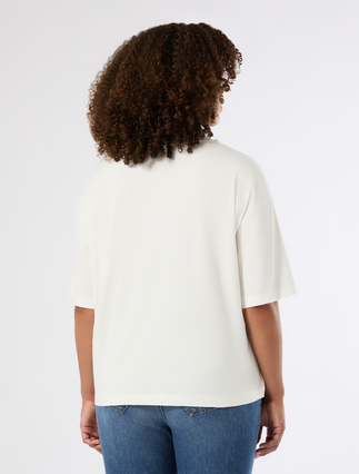 T-shirt z dżerseju - BIAŁY - Marina Rinaldi - 4