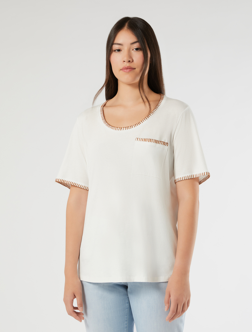Jersey pocket T-shirt - WHITE - Marina Rinaldi - 3