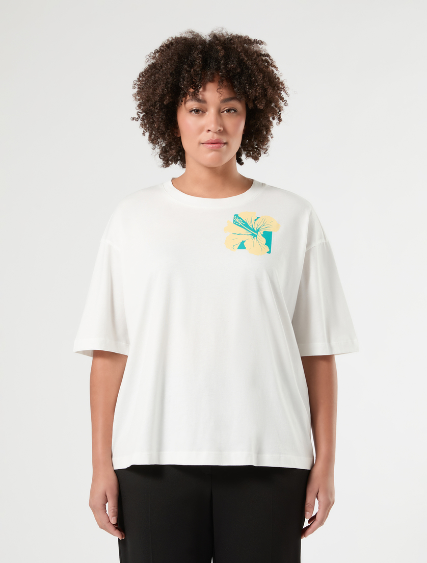 Printed cotton jersey T-shirt - WHITE - Marina Rinaldi - 3