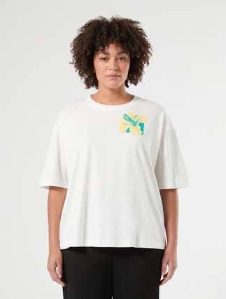 Printed cotton jersey T-shirt - WHITE