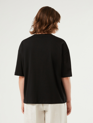 Printed cotton jersey T-shirt - BLACK - Marina Rinaldi - 4