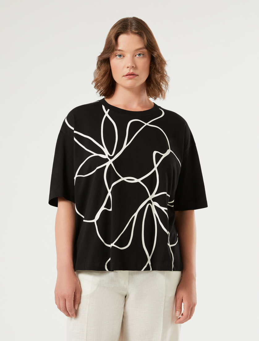 Printed cotton jersey T-shirt - BLACK - Marina Rinaldi - 3