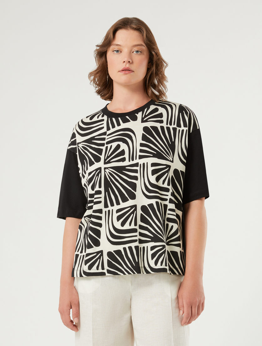 Printed cotton jersey T-shirt - BLACK - Marina Rinaldi - 3