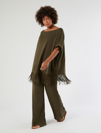 T-shirt in jersey con frange - Marina Rinaldi