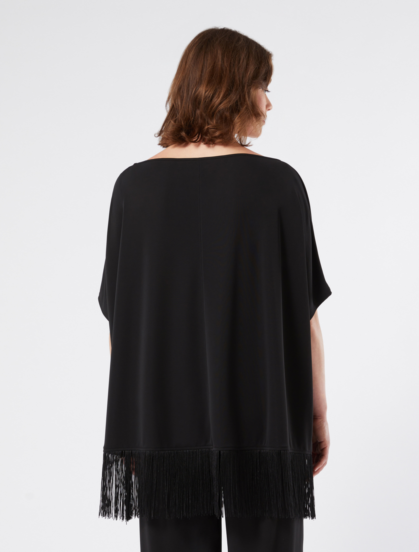 T-shirt in jersey con frange - NERO - Marina Rinaldi - 4