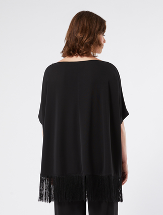 Jersey T-shirt with fringing - BLACK - Marina Rinaldi - 4